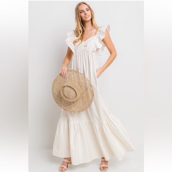 31 Fabulous Solid Poplin Tiered Maxi Dress - Picture 2 of 6